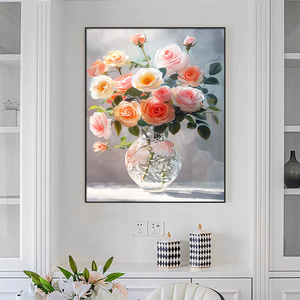 Impresión Digital en Lienzo con Marco de Aluminio de Tamaño Personalizado, Arte Floral de Rosas, Venta Directa de Fábrica, Pintura Decorativa para Hogar y Hotel - Product Image 2