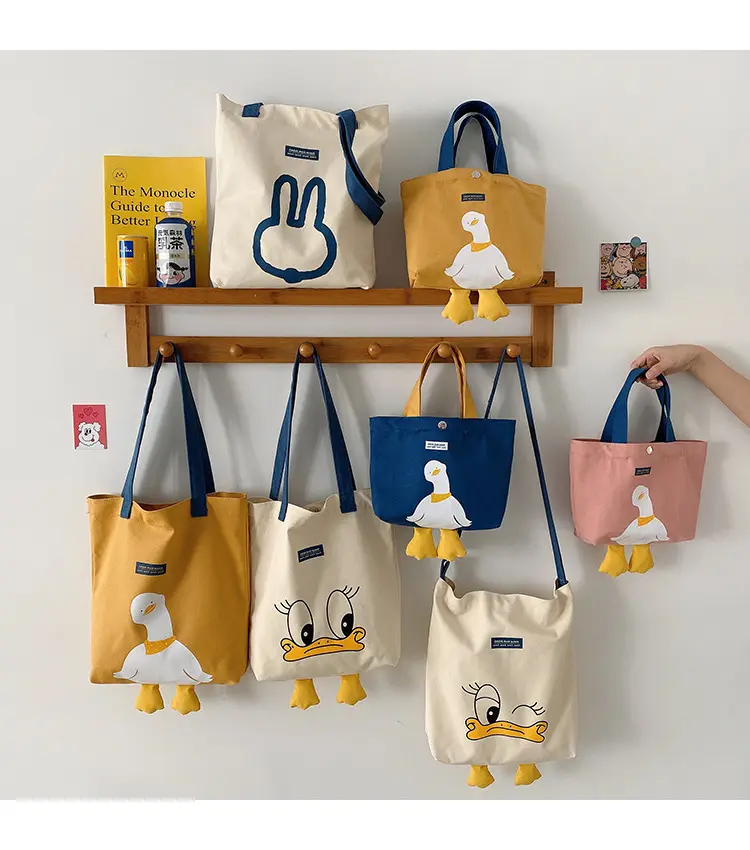Foreign trade environmental art shopping bag tote women custom canvas shoulder bag for girls