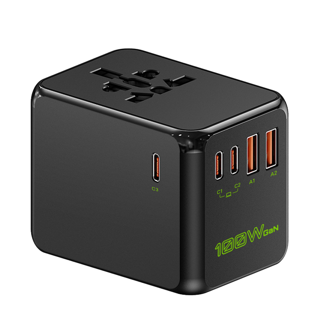 120W GaN Fast Charger Global Plug Adapter with Multiple Ports Portable Conversion Socket Made in China