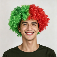 Perruque afro bouclée couleur drapeau, en soie basse température, densité 180%, accessoires amusants pour la célébration des supporters de la Coupe d'Europe de football