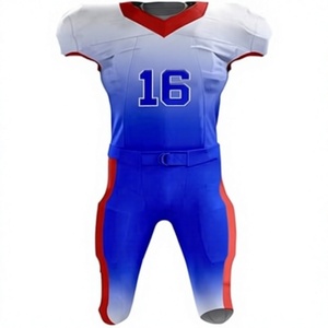 Uniforme de football américain personnalisé pour hommes, 100% polyester, col en V, manches courtes, évacuation de l'humidité, couleur dégradée, style ajusté - Product Image 1
