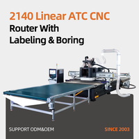 Machine CNC de nesting pour la fabrication de meubles en panneaux et d'armoires, routeur CNC ATC pour portes en bois avec chargement et déchargement automatiques