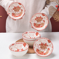 Ensemble cadeau de bols et baguettes personnalisés en céramique écologique de Guangdong, design oriental, avec boîte cadeau pour le Nouvel An