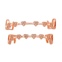 Grillz en forme de cœur Hip Hop en gros, plaqué or, en laiton micro-pavé CZ, pour hommes et femmes