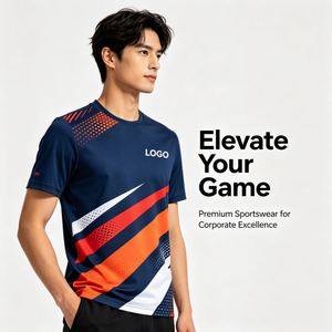 เสื้อยืดกีฬาพิมพ์ลายทั้งตัวแบบกำหนดเองสำหรับองค์กร พร้อมโลโก้บริษัท แห้งเร็ว รับผลิตจำนวนมากด้วยเทคนิคการพิมพ์แบบระเหิดด้วยความร้อน - Product Image 1