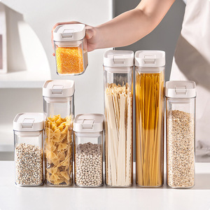 Airtight <b>Storage</b> <b>Jars</b> <b>For</b> <b>Kitchen</b> Food Grade Grain Pasta Coffee Bean Container With Plastic Lid Rectangle Shape S Size - Product Image 1