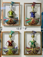Décoration murale en métal artisanal, design Art Déco, finition émail peinte à la main, cadre en bois rustique, Diwali moderne, respectueux de l'environnement