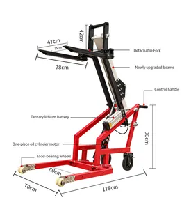 Xách tay điện thủy lực xe nâng nhỏ cong cánh tay đẩy thang máy xếp chồng xe 500 kg Công cụ bốc xếp