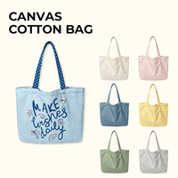 Tas Kanvas Katun Fashion dengan Logo Cetak Kustom, Kapasitas Besar, Tas Belanja Kanvas Putih dengan Saku dan Resleting untuk Pasokan Grosir