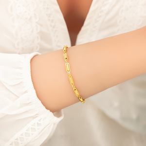Pulsera de Cadena Trenzada, Chapada en Oro de 18K, Acero Inoxidable, Joyería de Moda para Mujer, Estilo INS, Pulseras que Conservan el Color - Product Image 2