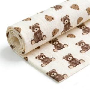 Serviette de bain, couverture et robe pour bébé en tissu popeline 100% coton <span class=keywords><strong>double</strong></span>, motif ours brun imprimé, respirante, poids moyen - Product Image 3