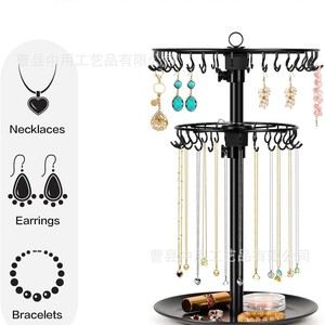 Jewelry Rack <b>Rotating</b> Necklace Display Stand With Earring Hooks Storage Organizer For <b>Desk</b> Use - Product Image 5