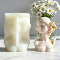 Moule en silicone Fille aux yeux fermés pour bricolage en béton, plâtre, résine, bougie, savon, ornement artistique – Prise en charge des motifs personnalisés