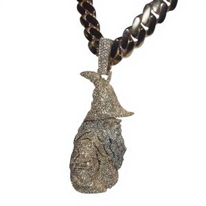 Colgante de Moissanita Personalizado Estilo Hip Hop con Corte Brillante Redondo, Chapado en Oro de 14K y Plata de Ley 925 para Hombre, Rapper, Mago, Hechicero - Product Image 1