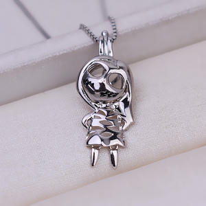 Accesorios de Plata S925 para DIY, Colgante de Diablo de Halloween Estilo Europeo Americano, Collar con Perla Vacía sin Orificio de 5-6.5 mm, Fornituras de Joyería - Product Image 1