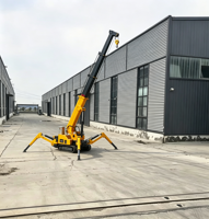 Grue araignée sur chenilles de 1,5 tonne avec flèche télescopique de 6,5 m, grue hydraulique compacte AC380V pour la construction de toitures et municipale