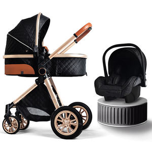 Vente en gros Système de voyage de luxe 3-en-<span class=keywords><strong>1</strong></span> Poussette pour bébé à grande roue avec siège <span class=keywords><strong>auto</strong></span> Paysage élevé en cuir pour jeune famille - Product Image 2