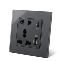 Prise murale avec interface USB Type C, charge 18W 4A 13A, prise universelle Type-C 5 broches avec USB