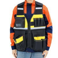 Mochila Portaherramientas Impermeable con Múltiples Bolsillos, Tiras Reflectantes y Malla Transpirable para Electricistas, Carpinteros y Trabajadores de la Construcción