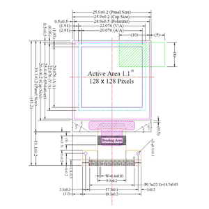 1,12-дюймовый OLED-дисплей 128x128, маленький белый OLED-экран, модуль с 22 контактами, SH1107, 4-проводной SPI I2C, PMOLED-панель - Product Image 4