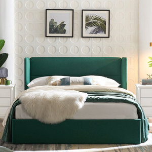 Base <span class=keywords><strong>letto</strong></span> in metallo Kainice con testiera a doghe, sollevamento idraulico a gas, per <span class=keywords><strong>letto</strong></span> king size blu, stile Mid-Century Modern, regolabile - Product Image 4