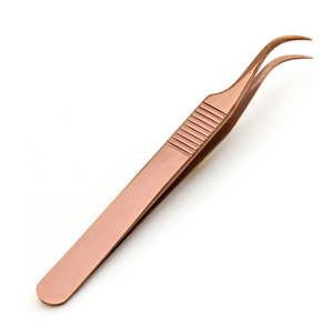 New Durable Anti-Static 10mm Length Eyelash Isolation Tweezers Curved Tip Stainless Steel Custom Curbed Tip Eyelash Tweezers - Product Image 1