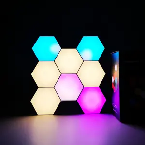 16 مليون لون RGB سداسية وحدات لوحات إضاءة DIY الهندسة الربط الكم ليلة ضوء الموسيقى مزامنة مع RF التحكم عن بعد