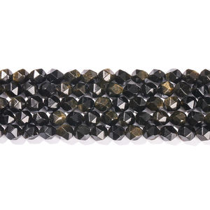 JD gemme 6-10MM oro naturale ossidiana a forma di diamante perline di fabbrica sfaccettate perle di pietra naturale per la creazione di gioielli - Product Image 5