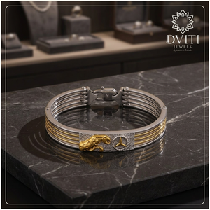925 Silver Designer Kada Charm <b>Bracelet</b> for Men Unisex Premium Dual Tone Gold and Silver Finish Luxury Stylish Jewelry Gift - Product Image 6