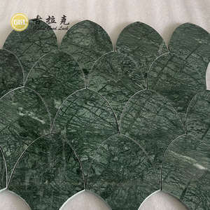 Mosaïque en marbre Verde <span class=keywords><strong>Alpi</strong></span> en forme d'éventail classique, jet d'eau, design unique pour le hall d'appartement, mur de la salle de bain, mur de la buanderie, décoration murale - Product Image 2