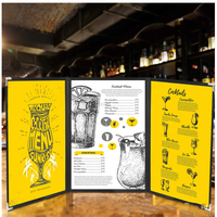 Yimi Yimi-112703 Porte-menu A4 en PU+PVC tendance pour restaurant et café, couverture continue 3 pages