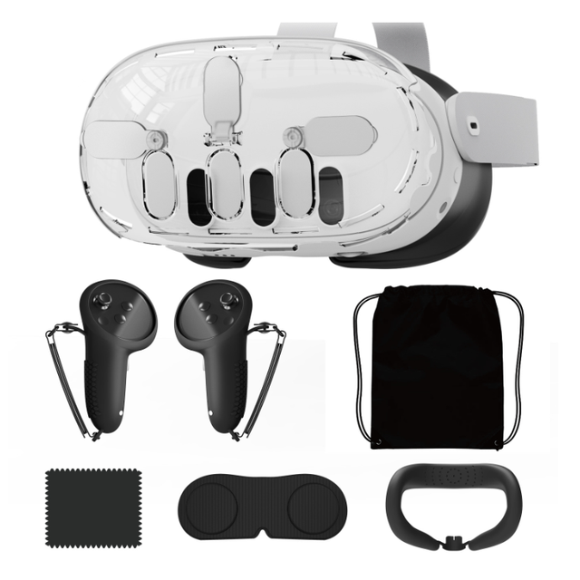 7 in 1 Bundle Pack Accessories Cover Set for Meta Quest3 VR Headset Face Silicone Case Lens Cover Thumb Grips