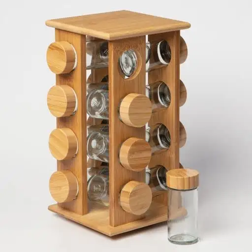 Inspirations 16-cube Spice Rack without Spice Jars Wholesale Decorative Countertop Bamboo Kitchen Accessories