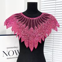 Broderie Corsage Écussons Strass Lourds Col Tulle Dentelle Col 3D Applique pour Robe Accessoires de Vêtements