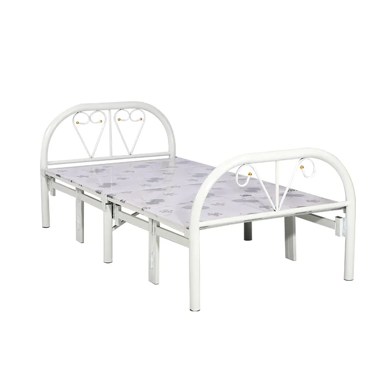 Pazar Modern katlanır tek kişilik yatak tasarımları Metal karyola iskeleti katlanabilir çelik yatak fiyatları çocuklar için