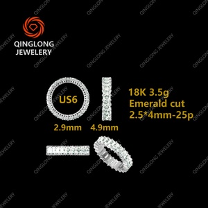 Qinglong Jewelry Special <b>Couple</b> Gifts Lab Diamond 14k/18k Gold Emerald Cut Rhodium Plated IGI Certified Wedding Eternity <b>Rings</b> - Product Image 2