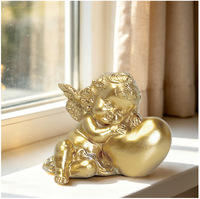 Figurine d'ange chérubin en résine, statue d'ange Cupidon endormi, étreignant un cœur, figurines de table mignonnes et adorables