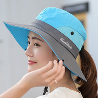 Chapeau de pêcheur unisexe pour sports de plein air estivaux, chapeau bob anti-UV pour femme avec ouverture pour queue de cheval, idéal pour le voyage et la randonnée
