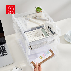 Niheshi Office Storage <b>Box</b> A4 Multi Layer <b>File</b> Holder Transparent Desktop Organizer Stackable for Desk Organization - Product Image 1