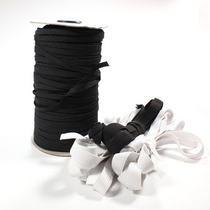 Rollo de <span class=keywords><strong>cord</strong></span>ón de banda elástica trenzada de costura antideslizante de poliéster plano blanco elástico - Product Image 2