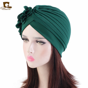 Buena calidad Juding Boho Style Floral Headscarf Chemo Hats Elegante vestido de alusión Sombrero de tela suave 2017 - Product Image 4