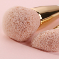 Lot de 6 pinceaux de maquillage professionnels blancs avec manche en bois, lot de 6 pinceaux de maquillage dorés pour le visage, logo personnalisé