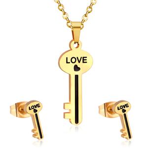 Romantic Lock Key Love Promise 18k Gold Plated Gift Wholesale Stainless Steel <b>Jewelry</b> <b>Set</b> <b>for</b> <b>Women</b> - Product Image 6