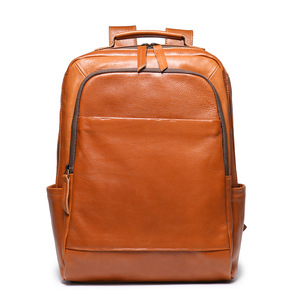 <span class=keywords><strong>Mochila</strong></span> <span class=keywords><strong>de</strong></span> Cuero Genuino Vintage para Hombre, Bolso Masculina con Cierre <span class=keywords><strong>de</strong></span> Cremallera y Cubierta para Hombres - Product Image 1