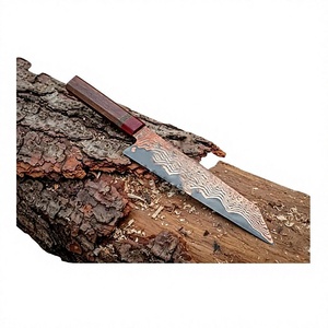 Couteaux de cuisine japonais faits à la main en acier Damas, manche en bois de noyer, étui en cuir, écologiques, tranchants comme des rasoirs - Product Image 4