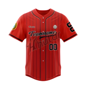 Jersey de béisbol y softbol para hombre, camisetas rojas con letras bordadas personalizadas y sublimación con botones completos, diseño transpirable de talla grande - Product Image 1