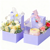 Boîte d'emballage cadeau décorative de fleur de mariage de taille personnalisée boîte de fantaisie recyclable portable transparente jaune mini fleur gâteau