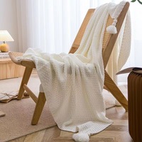 Nordic Wind Quaste Dekor Luxus einfarbige Blumen Strick decke für den Außenbereich Gewebtes Büro Nap Light Sofa bezug Bett gefaltet