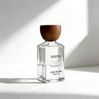 Flacon de parfum carré en verre épais personnalisé en usine, vide, de luxe, avec pulvérisateur, 30 ml, 50 ml, 100 ml, avec bouchon en bois