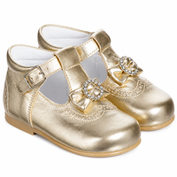 Chaussures Mary Jane à bride en T pour filles, en cuir verni, pour fêtes et mariages, avec nœud orné de pierres scintillantes